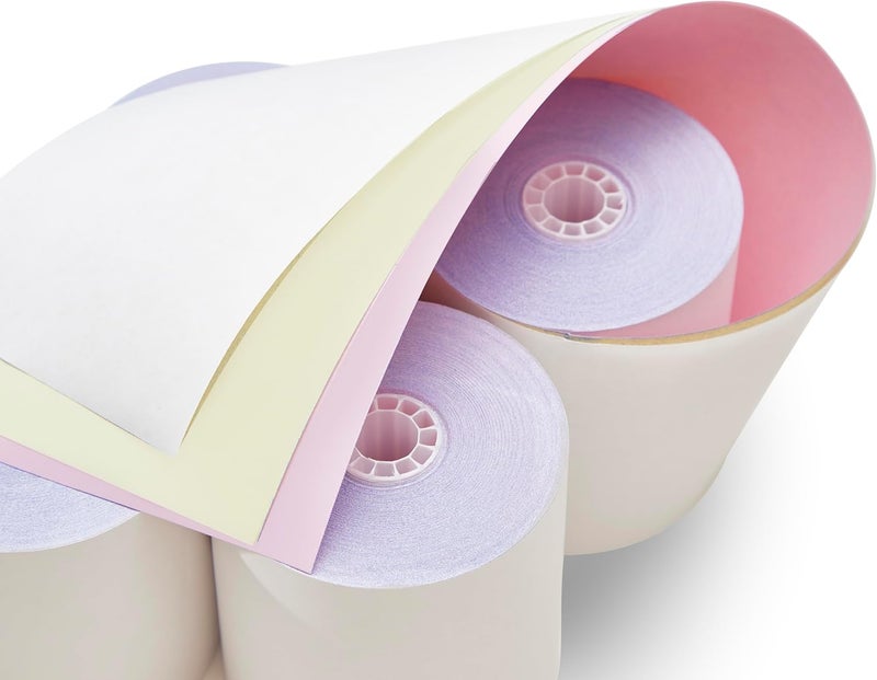 WRB SUPPLY 3 X 65' 3-ply White/Canary/Pink Carbonless Kitchen Paper 50 Rolls TMU 220, 50 Rolls - Image 4